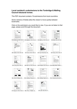 Local Resident's Submissions to the Tonbridge & Malling Council Electoral Review