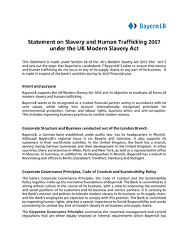 Statement on Modern Slavery and Human Trafficking