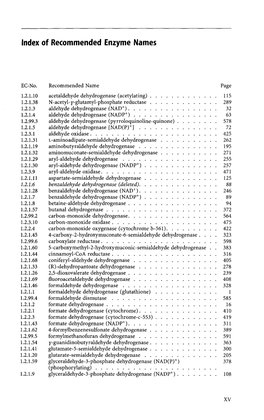 Index of Recommended Enzyme Names