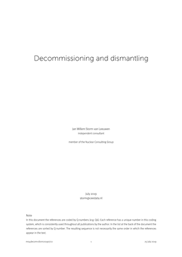 Decommissioning and Dismantling