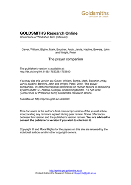 GOLDSMITHS Research Online Conference Or Workshop Item (Refereed)