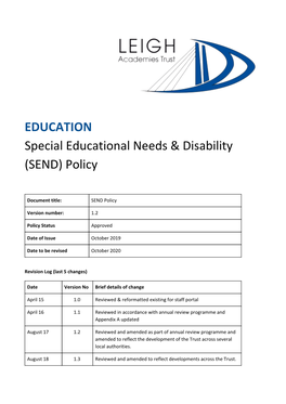 Special Educational Needs & Disability (SEND) Policy