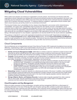 Mitigating Cloud Vulnerabilities