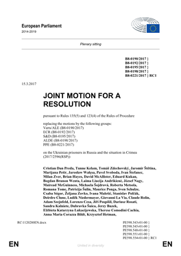 En En Joint Motion for a Resolution