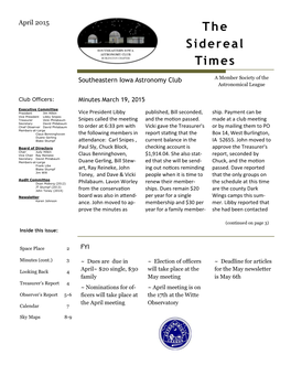SIAC Newsletter April 2015