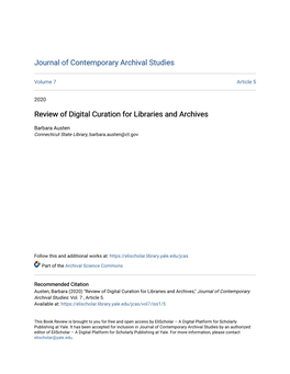 Review of Digital Curation for Libraries and Archives