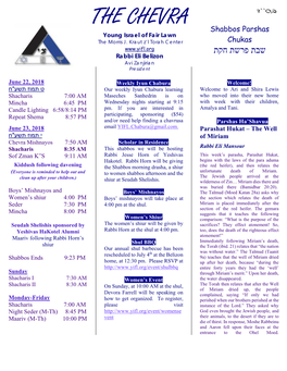THE CHEVRA Shabbos Parshas Young Israel of Fair Lawn the Morris J