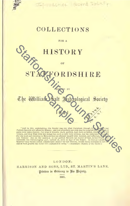 Collections for a History of Staffordshire, 1921