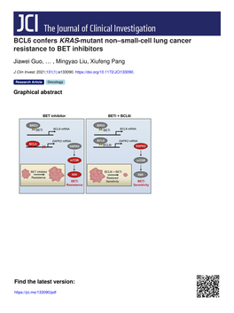 BCL6 Confers KRAS-Mutant Non–Small-Cell Lung Cancer Resistance to BET Inhibitors