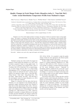 Quality Changes in Fresh Mango Fruits (Mangifera Indica L