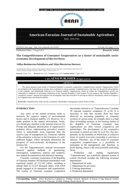 American-Eurasian Journal of Sustainable Agriculture ISSN: 1995-0748