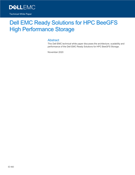 Dell EMC Ready Solutions for HPC Beegfs Storage