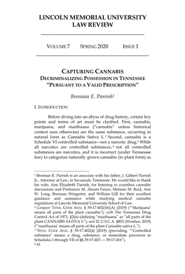 Capturing Cannabis Decriminalizing Possession in Tennessee “Pursuant to a Valid Prescription”