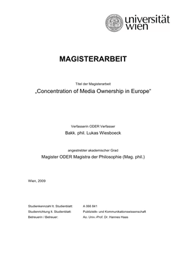 Master Thesis: Concentration of Media Ownership in Europe