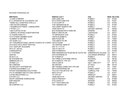 November All Business List DBA Name Address Line 1 City State Zip