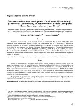 Temperature-Dependent Development of Chilocorus