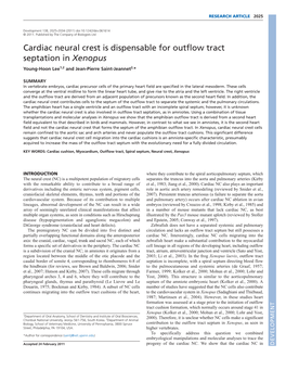 Cardiac Neural Crest Is Dispensable for Outflow Tract Septation in Xenopus Young-Hoon Lee1,2 and Jean-Pierre Saint-Jeannet2,*