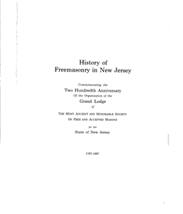 History of Freemasonry in New Jersey