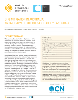 GHG Mitigation in Australia: an Overview of the Current Policy Landscape