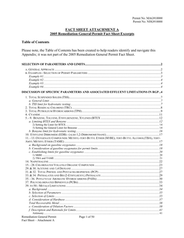 2005 Remediation General Permit Fact Sheet Excerpts