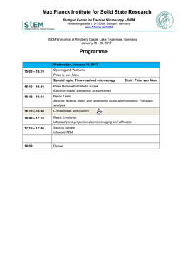 Max Planck Institute for Solid State Research Programme