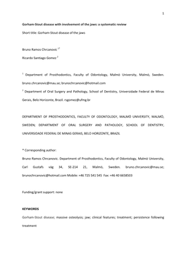 1 Gorham-Stout Disease with Involvement of The