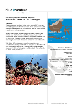 Blue Venture Diving Brochure