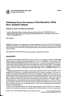 Preliminary Key to Tlie Mosses of Isia Navarino, Chile (Prov