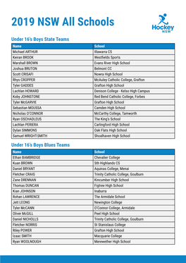 2019 NSW All Schools