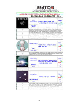 Pre-Pedidos: 15 - Febrero - 2019