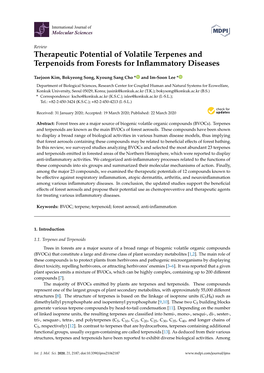 Therapeutic Potential of Volatile Terpenes and Terpenoids from Forests for Inﬂammatory Diseases