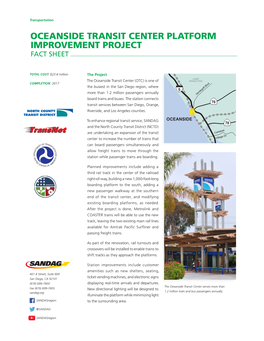 Oceanside Transit Center Platform Improvement Project Fact Sheet