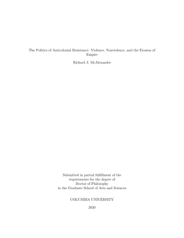 The Politics of Anticolonial Resistance: Violence, Nonviolence, and the Erosion of Empire