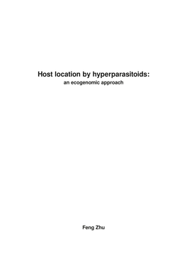 Host Location by Hyperparasitoids: an Ecogenomic Approach