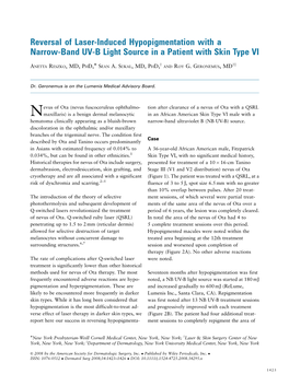 Reversal of Laser-Induced Hypopigmentation with a Narrow-Band UV-B Light Source in a Patient with Skin Type VI