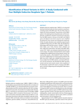 Identification of Novel Variants in MEN1: a Study Conducted with Four Multiple Endocrine Neoplasia Type 1 Patients