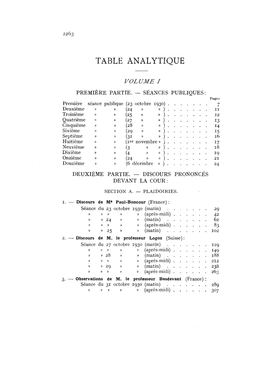 Table Analytique