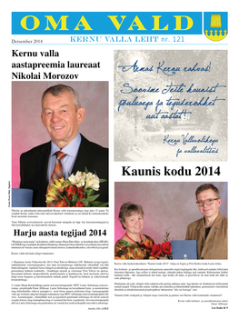 KERNU VALLA LEHT Nr. 121 Kernu Valla Aastapreemia Laureaat Nikolai Morozov