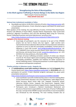 Final Report STROMII Project Estonia 2016-2017