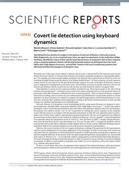 Covert Lie Detection Using Keyboard Dynamics