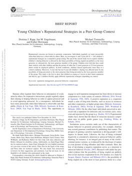 Young Children's Reputational Strategies in a Peer Group Context