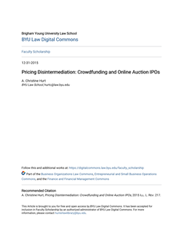 Crowdfunding and Online Auction Ipos