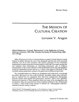 The M Ission of Cultural Creation Lorraine V. Aragon