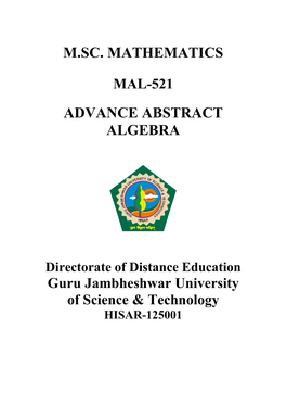 M.Sc. Mathematics Advance Abstract Algebra