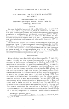 SYNTHESIS of the SCANDIUM ANALOGUE of BERYLI Cr-Rlnono