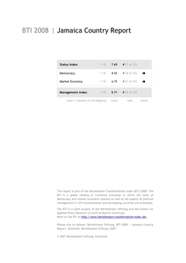 Jamaica Country Report BTI 2008