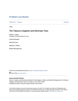 The Tobacco Litigation and Attorneys' Fees