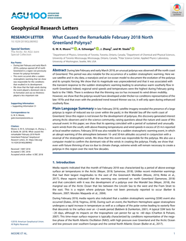 What Caused the Remarkable February 2018 North Greenland