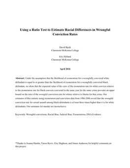 Using a Ratio Test to Estimate Racial Differences in Wrongful Conviction Rates