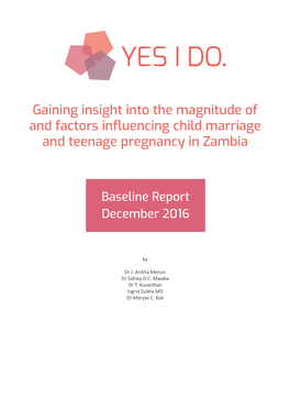 Baseline Report Zambia: Prevalence, Causes and Effects of Child Marriage